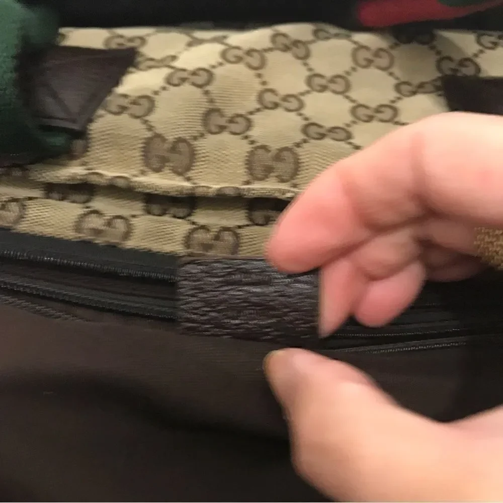 Gucci Gg canvas tote with web straps